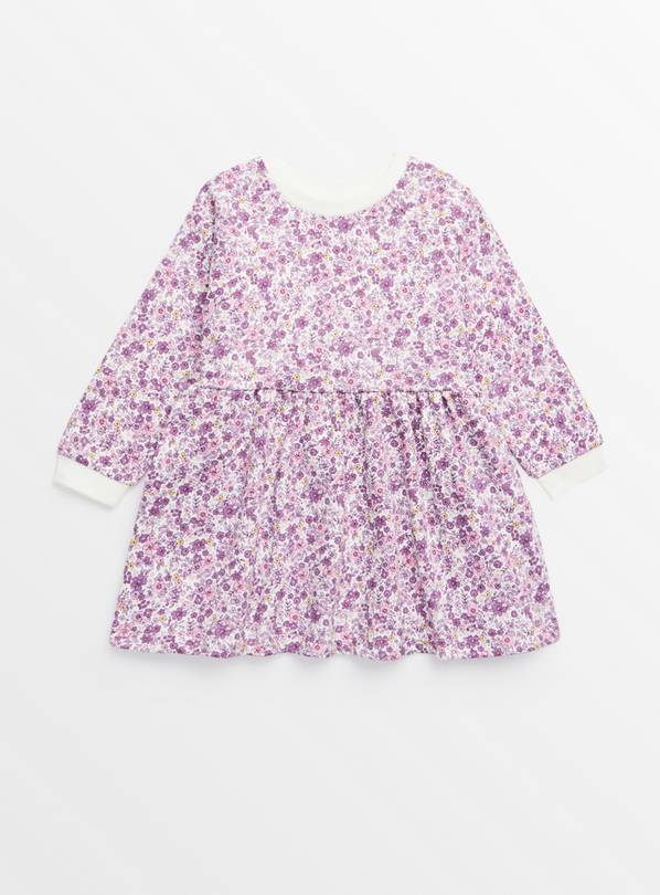 Purple Floral Ditsy Print Sweatshirt Dress 5-6 years